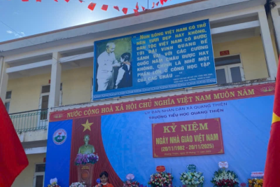 TRƯỜNG TIỂU HỌC QUANG THIỆN TỔ CHỨC LỄ KỶ NIỆM 43 NĂM NGÀY NHÀ GIÁO VIỆT NAM 20/11